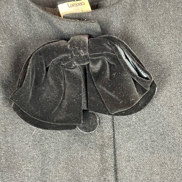 Vintage E. H. Woods 80s wool blend black velvet bow blazer - Picture 3 of 6